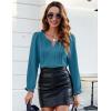 imageBlooming Jelly Womens Tops Dressy Casual Long Sleeve Shirts V Neck Chiffon Blouses Fall Clothes 2024Dark Cyan