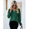 imageBlooming Jelly Womens Tops Dressy Casual Long Sleeve Shirts V Neck Chiffon Blouses Fall Clothes 2024Deep Green