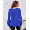imageBlooming Jelly Womens Tops Dressy Casual Long Sleeve Shirts V Neck Chiffon Blouses Fall Clothes 2024Royal Blue