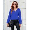 imageBlooming Jelly Womens Tops Dressy Casual Long Sleeve Shirts V Neck Chiffon Blouses Fall Clothes 2024Royal Blue