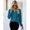 imageBlooming Jelly Womens Tops Dressy Casual Long Sleeve Shirts V Neck Chiffon Blouses Fall Clothes 2024Teal Blue