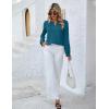 imageBlooming Jelly Womens Tops Dressy Casual Long Sleeve Shirts V Neck Chiffon Blouses Fall Clothes 2024Teal Blue
