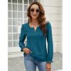 imageBlooming Jelly Womens Tops Dressy Casual Long Sleeve Shirts V Neck Chiffon Blouses Fall Clothes 2024Teal Blue