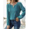 imageBlooming Jelly Womens Tops Dressy Casual Long Sleeve Shirts V Neck Chiffon Blouses Fall Clothes 2024Turquoise
