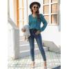 imageBlooming Jelly Womens Tops Dressy Casual Long Sleeve Shirts V Neck Chiffon Blouses Fall Clothes 2024Turquoise