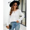 imageBlooming Jelly Womens Tops Dressy Casual Long Sleeve Shirts V Neck Chiffon Blouses Fall Clothes 2024White