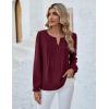imageBlooming Jelly Womens Tops Dressy Casual Long Sleeve Shirts V Neck Chiffon Blouses Fall Clothes 2024Wine Red