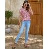 imageBlooming Jelly Womens Tunic Tops Summer Dressy Casual Blouses Business Outfits Plus Size Cap Sleeve Pleated ShirtsBeige and Red Floral