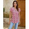 imageBlooming Jelly Womens Tunic Tops Summer Dressy Casual Blouses Business Outfits Plus Size Cap Sleeve Pleated ShirtsBeige and Red Floral