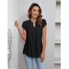 imageBlooming Jelly Womens Tunic Tops Summer Dressy Casual Blouses Business Outfits Plus Size Cap Sleeve Pleated ShirtsBlack