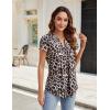 imageBlooming Jelly Womens Tunic Tops Summer Dressy Casual Blouses Business Outfits Plus Size Cap Sleeve Pleated ShirtsBlack Leopard