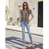 imageBlooming Jelly Womens Tunic Tops Summer Dressy Casual Blouses Business Outfits Plus Size Cap Sleeve Pleated ShirtsBlack Leopard