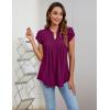 imageBlooming Jelly Womens Tunic Tops Summer Dressy Casual Blouses Business Outfits Plus Size Cap Sleeve Pleated ShirtsFuchsia