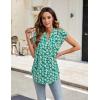 imageBlooming Jelly Womens Tunic Tops Summer Dressy Casual Blouses Business Outfits Plus Size Cap Sleeve Pleated ShirtsGreen Daisy Floral