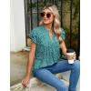 imageBlooming Jelly Womens Tunic Tops Summer Dressy Casual Blouses Business Outfits Plus Size Cap Sleeve Pleated ShirtsGreen and White Floral