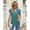 imageBlooming Jelly Womens Tunic Tops Summer Dressy Casual Blouses Business Outfits Plus Size Cap Sleeve Pleated ShirtsGreen and White Floral