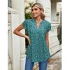 imageBlooming Jelly Womens Tunic Tops Summer Dressy Casual Blouses Business Outfits Plus Size Cap Sleeve Pleated ShirtsGreen and White Floral
