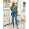 imageBlooming Jelly Womens Tunic Tops Summer Dressy Casual Blouses Business Outfits Plus Size Cap Sleeve Pleated ShirtsGreen and White Floral