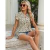 imageBlooming Jelly Womens Tunic Tops Summer Dressy Casual Blouses Business Outfits Plus Size Cap Sleeve Pleated ShirtsLight Khaki Floral