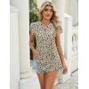 imageBlooming Jelly Womens Tunic Tops Summer Dressy Casual Blouses Business Outfits Plus Size Cap Sleeve Pleated ShirtsLight Khaki Floral