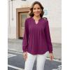 imageBlooming Jelly Womens Tunic Tops Summer Dressy Casual Blouses Business Outfits Plus Size Cap Sleeve Pleated ShirtsLong Sleeve Fuchsia