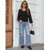 imageBlooming Jelly Womens V Neck Sweaters Dressy Casual Long Sleeve Tops Trendy Fall Clothes PulloverBlack