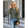 imageBlooming Jelly Womens Waffle Knit Long Sleeve Top Dressy Business Casual Blouse Lace Sleeve Shirts Fall Clothes 2024Army Green