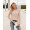 imageBlooming Jelly Womens Waffle Knit Long Sleeve Top Dressy Business Casual Blouse Lace Sleeve Shirts Fall Clothes 2024Beige