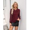 imageBlooming Jelly Womens Waffle Knit Long Sleeve Top Dressy Business Casual Blouse Lace Sleeve Shirts Fall Clothes 2024Wine Red