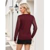 imageBlooming Jelly Womens Waffle Knit Long Sleeve Top Dressy Business Casual Blouse Lace Sleeve Shirts Fall Clothes 2024Wine Red