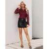 imageBlooming Jelly Womens Waffle Knit Long Sleeve Top Dressy Business Casual Blouse Lace Sleeve Shirts Fall Clothes 2024Wine Red
