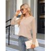 imageBlooming Jelly Womens Waffle Knit Tops Dressy Business Casual Blouses Lace Long Sleeve Work Shirts Fall ClothesApricot