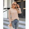 imageBlooming Jelly Womens Waffle Knit Tops Dressy Business Casual Blouses Lace Long Sleeve Work Shirts Fall ClothesApricot