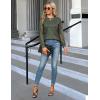 imageBlooming Jelly Womens Waffle Knit Tops Dressy Business Casual Blouses Lace Long Sleeve Work Shirts Fall ClothesArmy Green
