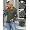 imageBlooming Jelly Womens Waffle Knit Tops Dressy Business Casual Blouses Lace Long Sleeve Work Shirts Fall ClothesArmy Green
