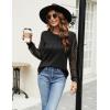 imageBlooming Jelly Womens Waffle Knit Tops Dressy Business Casual Blouses Lace Long Sleeve Work Shirts Fall ClothesBlack