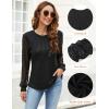 imageBlooming Jelly Womens Waffle Knit Tops Dressy Business Casual Blouses Lace Long Sleeve Work Shirts Fall ClothesBlack