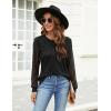 imageBlooming Jelly Womens Waffle Knit Tops Dressy Business Casual Blouses Lace Long Sleeve Work Shirts Fall ClothesBlack