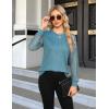 imageBlooming Jelly Womens Waffle Knit Tops Dressy Business Casual Blouses Lace Long Sleeve Work Shirts Fall ClothesBlue