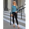 imageBlooming Jelly Womens Waffle Knit Tops Dressy Business Casual Blouses Lace Long Sleeve Work Shirts Fall ClothesBlue
