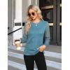 imageBlooming Jelly Womens Waffle Knit Tops Dressy Business Casual Blouses Lace Long Sleeve Work Shirts Fall ClothesBlue
