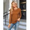 imageBlooming Jelly Womens Waffle Knit Tops Dressy Business Casual Blouses Lace Long Sleeve Work Shirts Fall ClothesCaramel