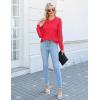 imageBlooming Jelly Womens Waffle Knit Tops Dressy Business Casual Blouses Lace Long Sleeve Work Shirts Fall ClothesCoral Red