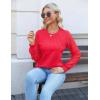 imageBlooming Jelly Womens Waffle Knit Tops Dressy Business Casual Blouses Lace Long Sleeve Work Shirts Fall ClothesCoral Red