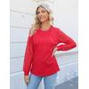 imageBlooming Jelly Womens Waffle Knit Tops Dressy Business Casual Blouses Lace Long Sleeve Work Shirts Fall ClothesCoral Red
