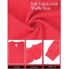 imageBlooming Jelly Womens Waffle Knit Tops Dressy Business Casual Blouses Lace Long Sleeve Work Shirts Fall ClothesCoral Red