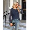 imageBlooming Jelly Womens Waffle Knit Tops Dressy Business Casual Blouses Lace Long Sleeve Work Shirts Fall ClothesDark Blue