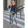 imageBlooming Jelly Womens Waffle Knit Tops Dressy Business Casual Blouses Lace Long Sleeve Work Shirts Fall ClothesDark Blue
