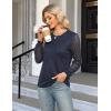 imageBlooming Jelly Womens Waffle Knit Tops Dressy Business Casual Blouses Lace Long Sleeve Work Shirts Fall ClothesDark Blue
