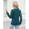 imageBlooming Jelly Womens Waffle Knit Tops Dressy Business Casual Blouses Lace Long Sleeve Work Shirts Fall ClothesDark Cyan